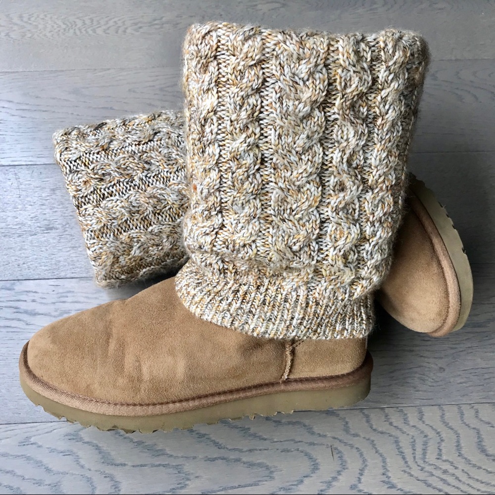 Uggs Tularosa Chestnut Removable Knit Overlay Sz 7